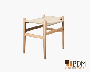banco tejido bejuco - madera - vintage