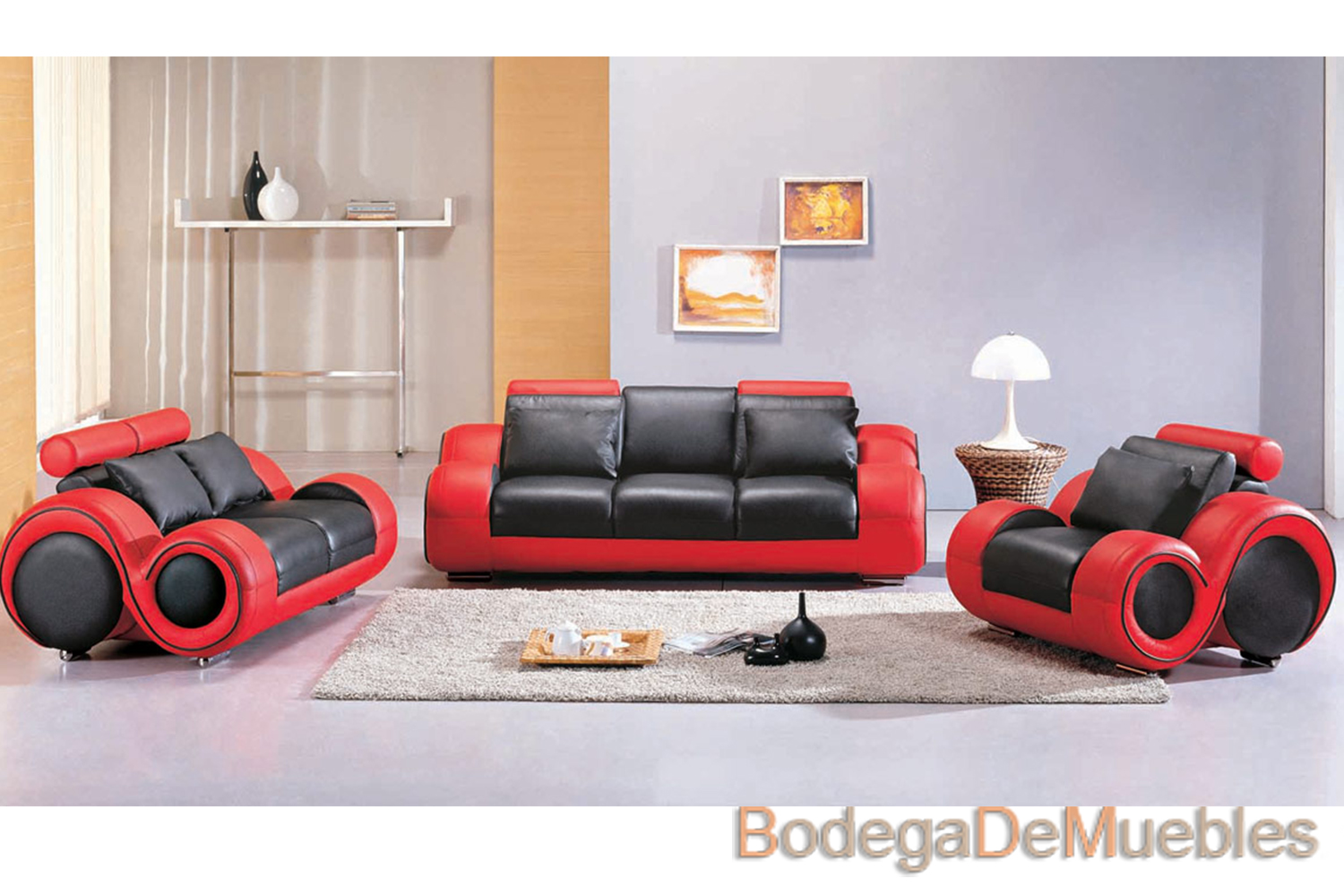sala color negro y rojo moderna