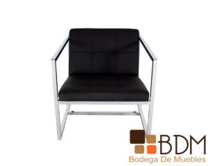 Sillon individual cromado moderno en polipiel