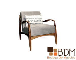 Sillon rustico fino tapizado con respaldo y asiento acojinado