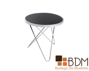 Mesa lateral estilo minimalista con cubierta color negro