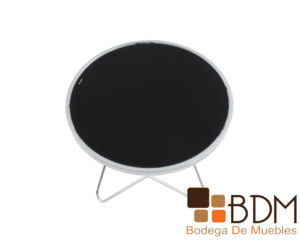Mesa lateral estilo minimalista con cubierta color negro