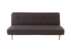 Sofa cama moderno color cafe con patas de madera