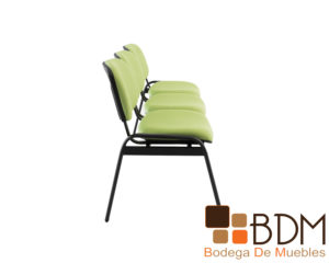Banca para espera acero y tela color verde 3 plazas