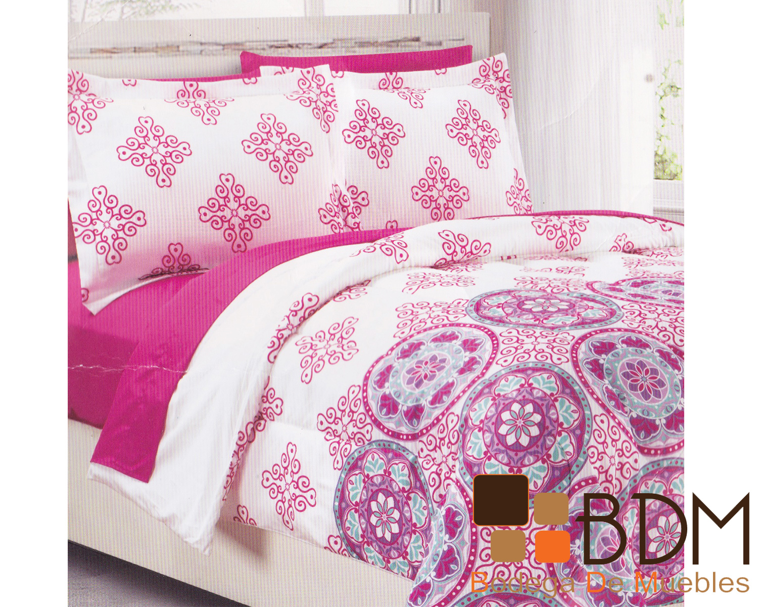atleta Fonética presente Edredon individual rosa moderno para cama - Bodega de muebles