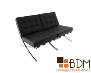 Love seat moderno en color negro con sillones individuales