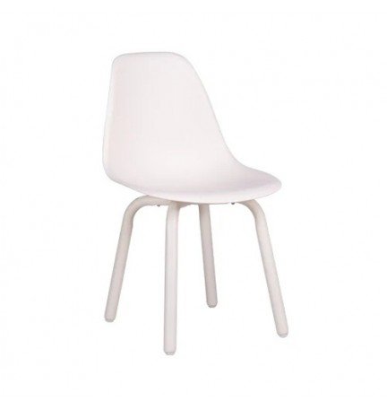 Silla con estructura metálica y asiento de polímero contemporáneo